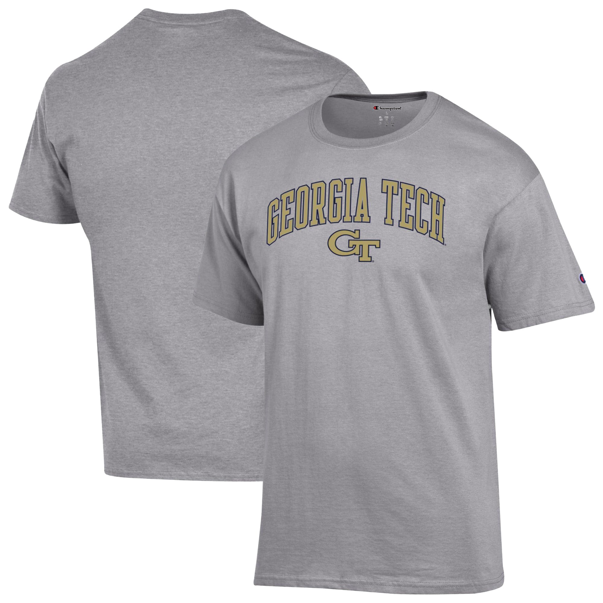 Men's Champion Heather Gray Georgia Tech Yellow Jackets Arch Over Logo T-Shirt